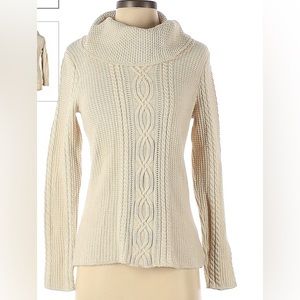 Jeanne Pierre Cable Knit Turtleneck Sweater White